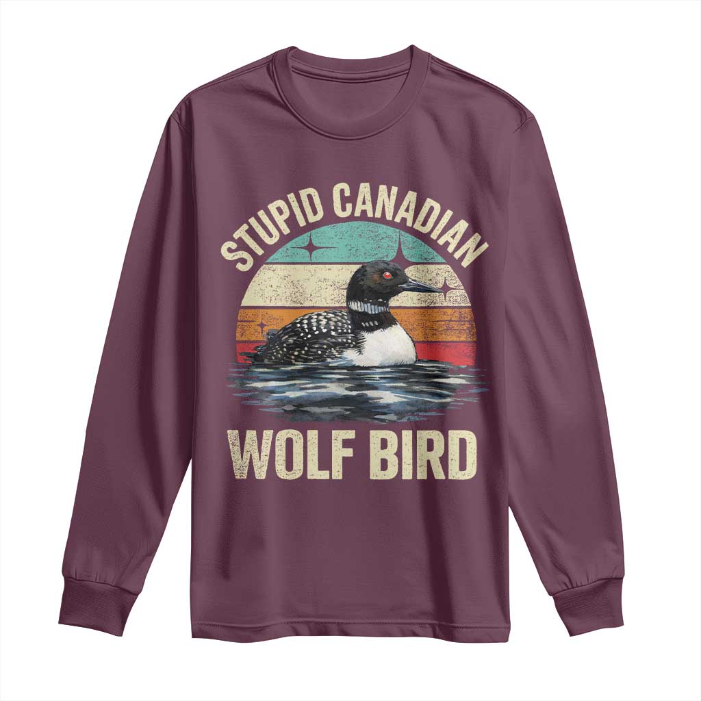 Stupid Canadian Wolf Bird Long Sleeve Shirt Funny Retro LGBT Romance Hockey Fan - Wonder Print Shop
