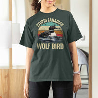 Stupid Canadian Wolf Bird T Shirt For Women Funny Retro LGBT Romance Hockey Fan - Wonder Print Shop