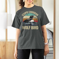 Stupid Canadian Wolf Bird T Shirt For Women Funny Retro LGBT Romance Hockey Fan - Wonder Print Shop