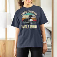 Stupid Canadian Wolf Bird T Shirt For Women Funny Retro LGBT Romance Hockey Fan - Wonder Print Shop