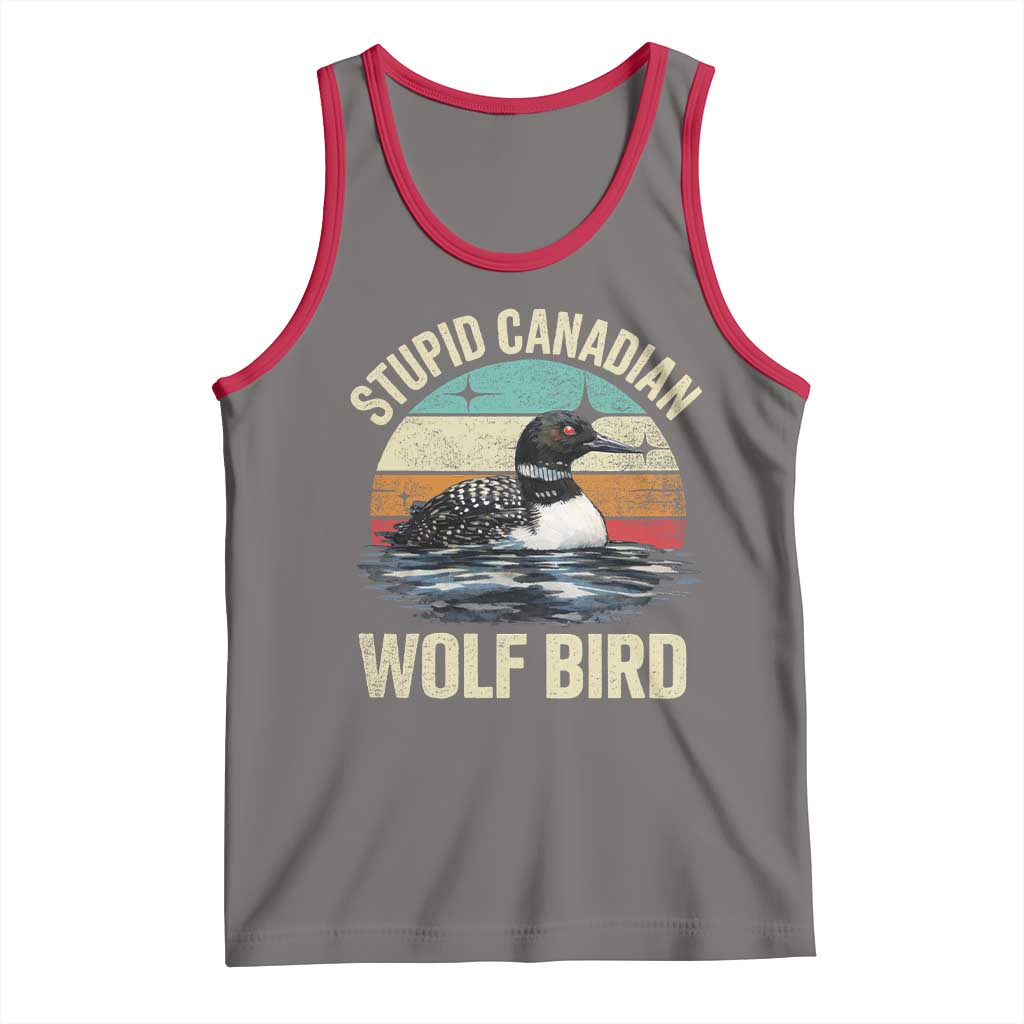 Stupid Canadian Wolf Bird Tank Top Funny Retro LGBT Romance Hockey Fan - Wonder Print Shop