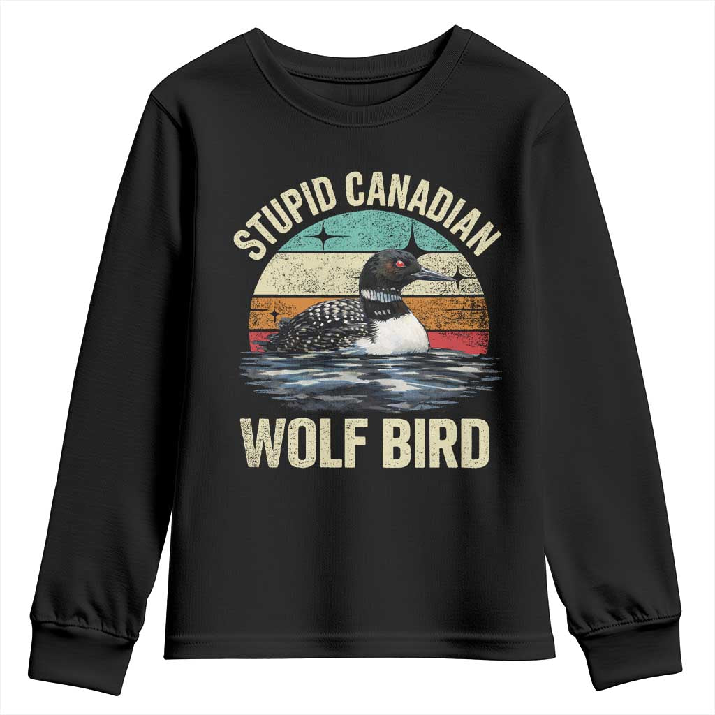 Stupid Canadian Wolf Bird Youth Sweatshirt Funny Retro LGBT Romance Hockey Fan - Wonder Print Shop