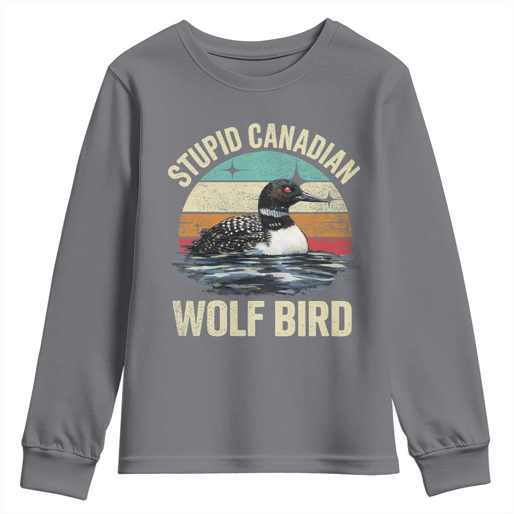 Stupid Canadian Wolf Bird Youth Sweatshirt Funny Retro LGBT Romance Hockey Fan - Wonder Print Shop