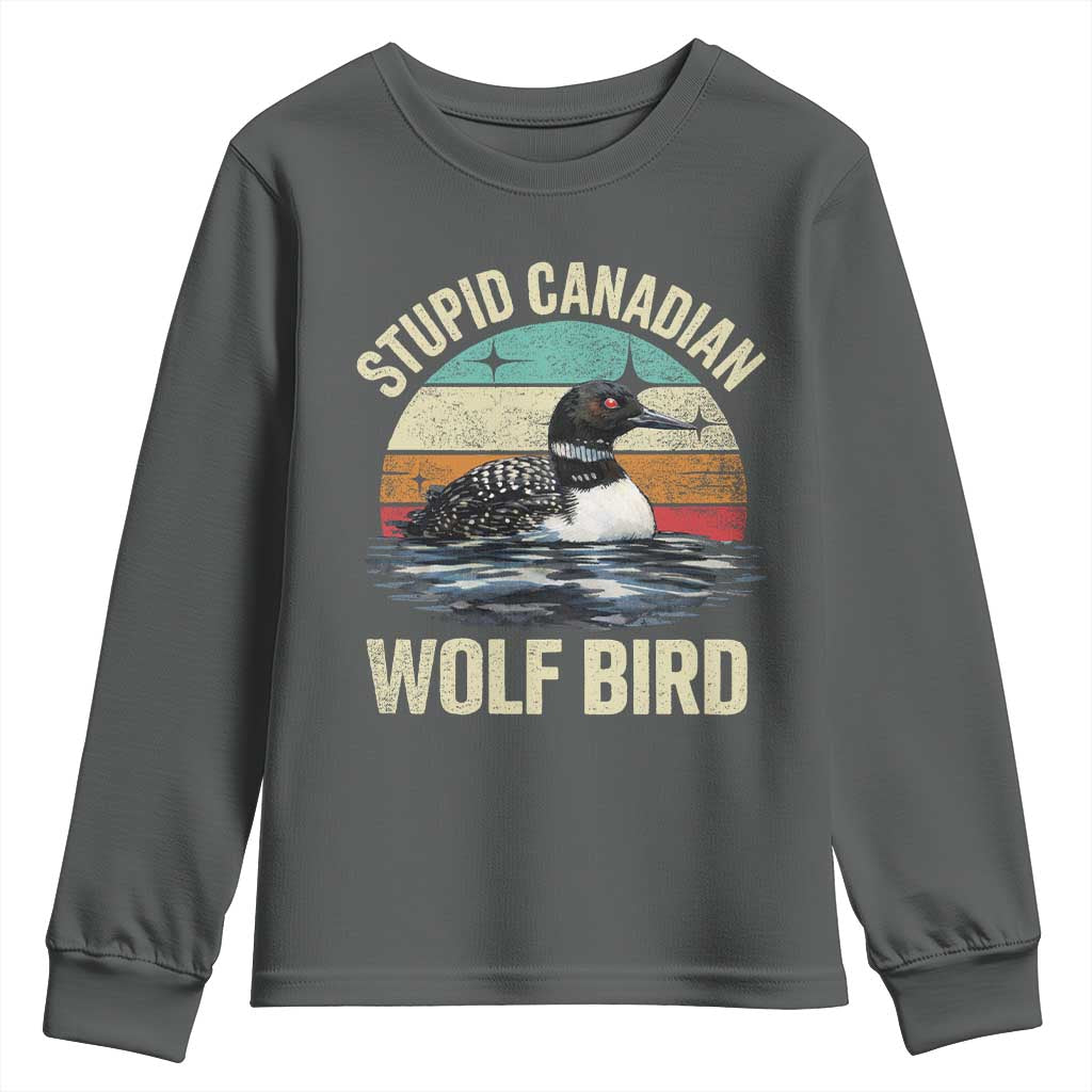 Stupid Canadian Wolf Bird Youth Sweatshirt Funny Retro LGBT Romance Hockey Fan - Wonder Print Shop