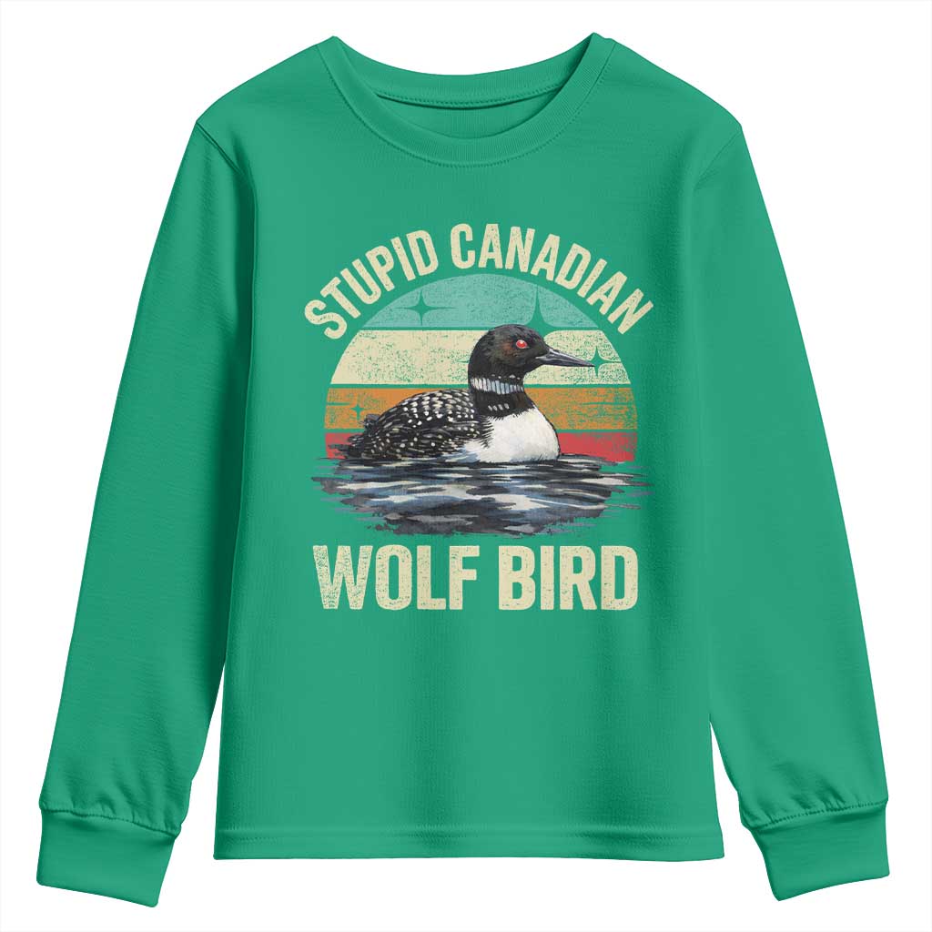 Stupid Canadian Wolf Bird Youth Sweatshirt Funny Retro LGBT Romance Hockey Fan - Wonder Print Shop