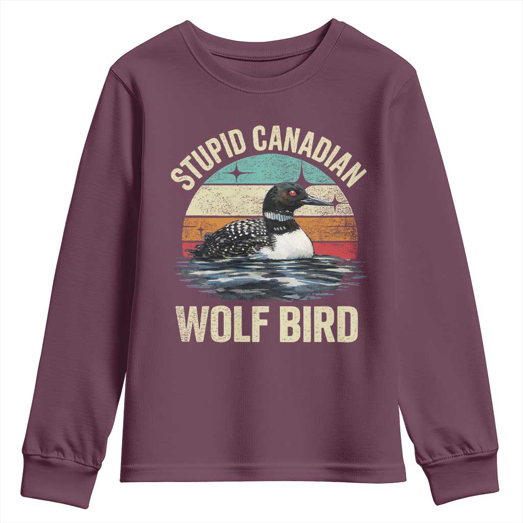 Stupid Canadian Wolf Bird Youth Sweatshirt Funny Retro LGBT Romance Hockey Fan - Wonder Print Shop