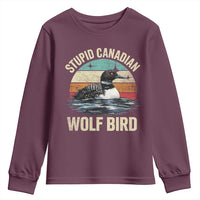 Stupid Canadian Wolf Bird Youth Sweatshirt Funny Retro LGBT Romance Hockey Fan - Wonder Print Shop