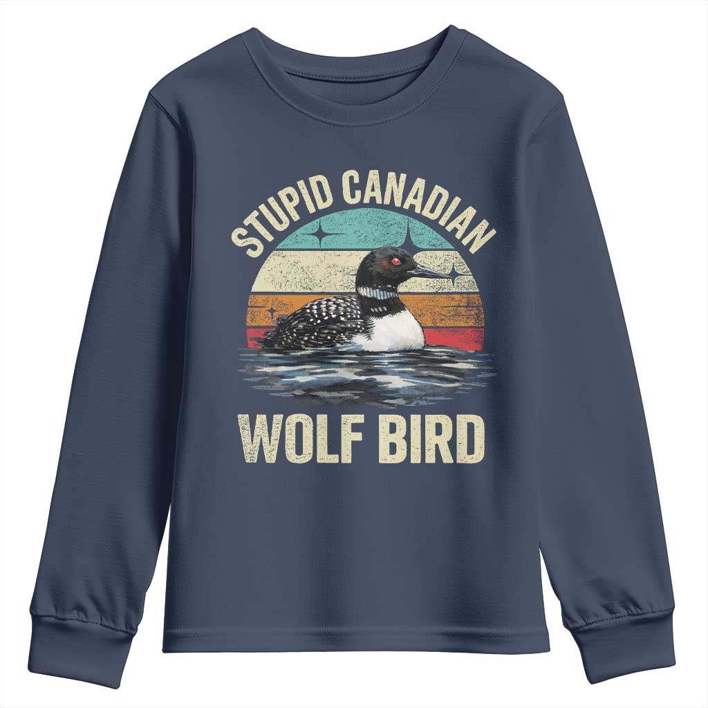 Stupid Canadian Wolf Bird Youth Sweatshirt Funny Retro LGBT Romance Hockey Fan - Wonder Print Shop