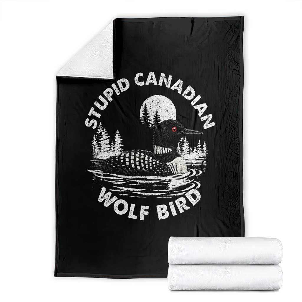 Stupid Canadian Wolf Bird Throw Blanket Sarcastic LGBT Hockey Fan - Wonder Print Shop