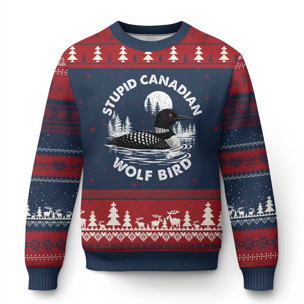 Stupid Canadian Wolf Bird Ugly Christmas Sweater Sarcastic LGBT Hockey Fan - Wonder Print Shop