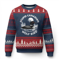 Stupid Canadian Wolf Bird Ugly Christmas Sweater Sarcastic LGBT Hockey Fan - Wonder Print Shop
