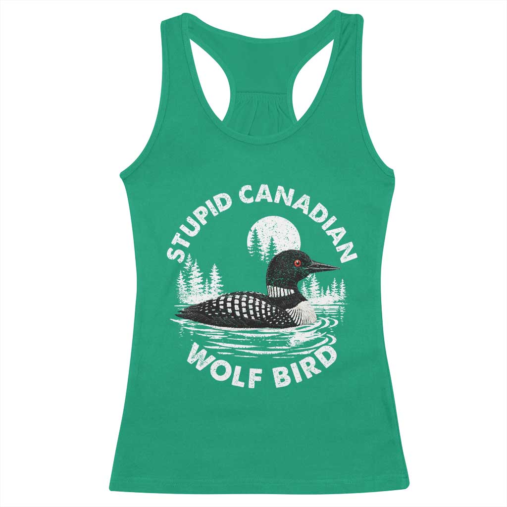 Stupid Canadian Wolf Bird Racerback Tank Top Sarcastic LGBT Hockey Fan - Wonder Print Shop