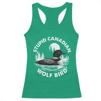 Stupid Canadian Wolf Bird Racerback Tank Top Sarcastic LGBT Hockey Fan - Wonder Print Shop