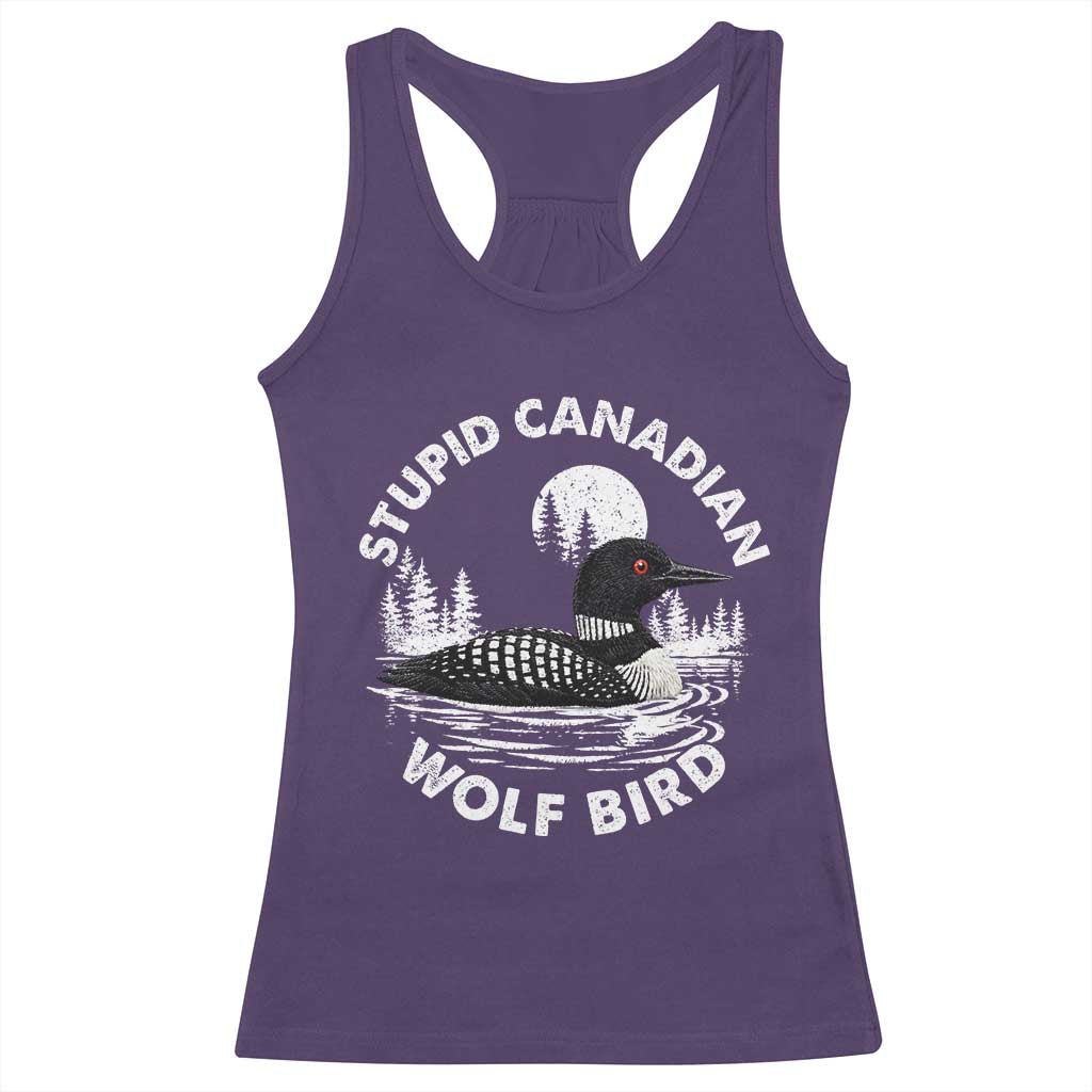 Stupid Canadian Wolf Bird Racerback Tank Top Sarcastic LGBT Hockey Fan - Wonder Print Shop
