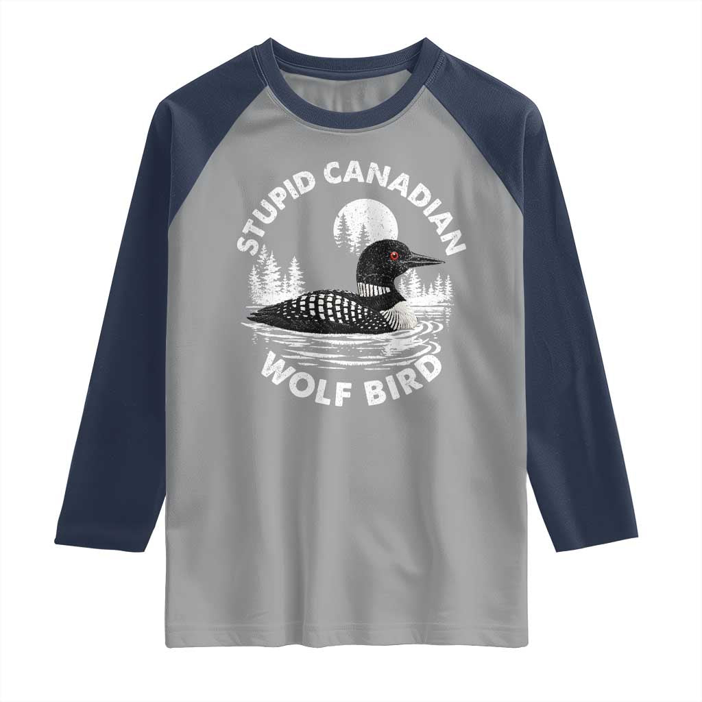 Stupid Canadian Wolf Bird Raglan Shirt Sarcastic LGBT Hockey Fan - Wonder Print Shop