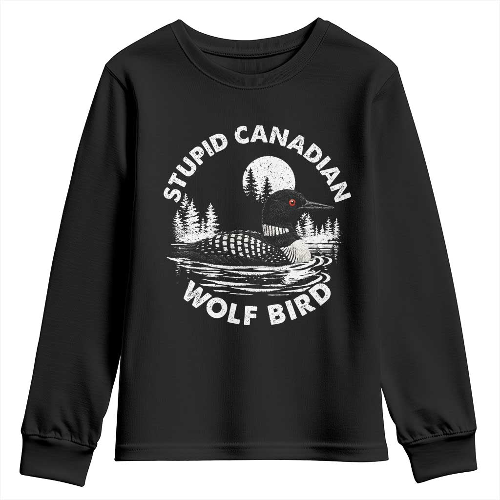Stupid Canadian Wolf Bird Youth Sweatshirt Sarcastic LGBT Hockey Fan - Wonder Print Shop