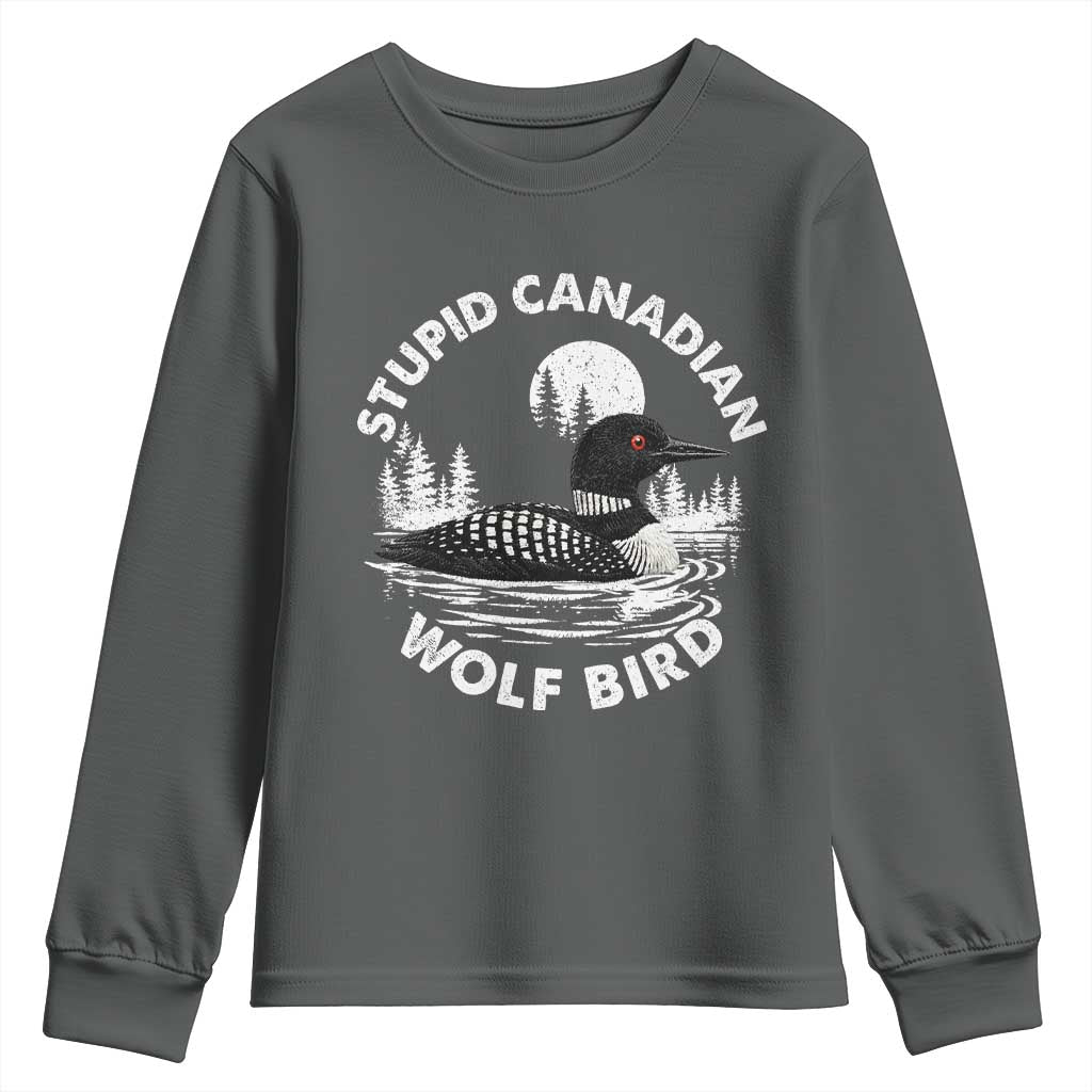 Stupid Canadian Wolf Bird Youth Sweatshirt Sarcastic LGBT Hockey Fan - Wonder Print Shop