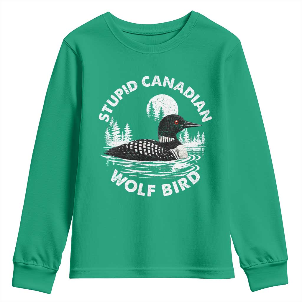 Stupid Canadian Wolf Bird Youth Sweatshirt Sarcastic LGBT Hockey Fan - Wonder Print Shop