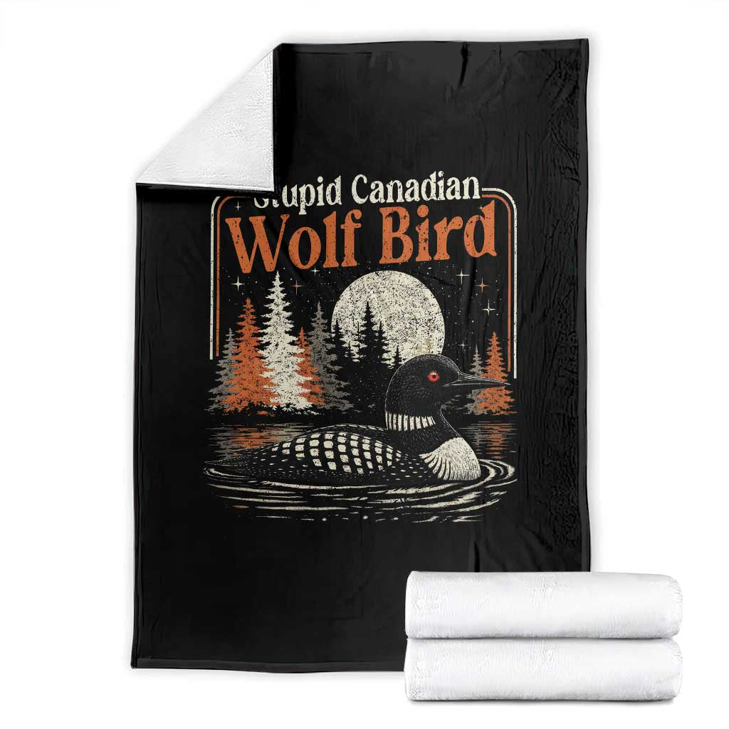 Stupid Canadian Wolf Bird Throw Blanket Retro LGBT Hockey Fan Romance - Wonder Print Shop