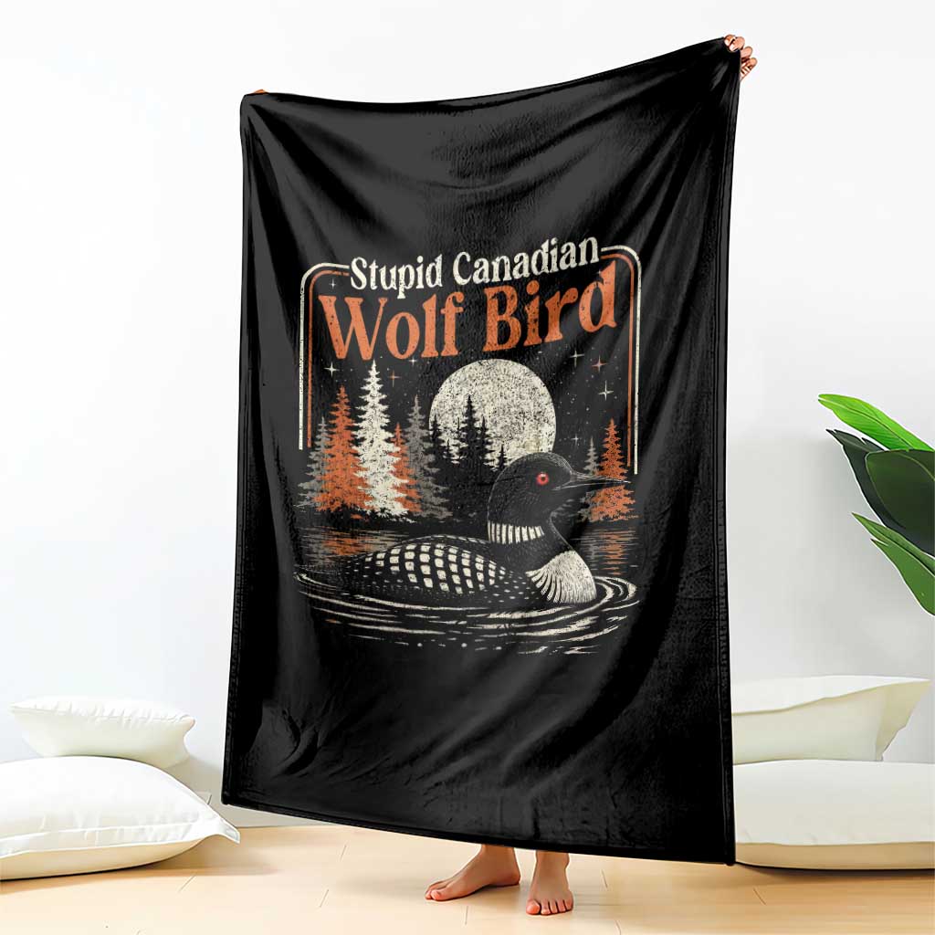 Stupid Canadian Wolf Bird Throw Blanket Retro LGBT Hockey Fan Romance - Wonder Print Shop