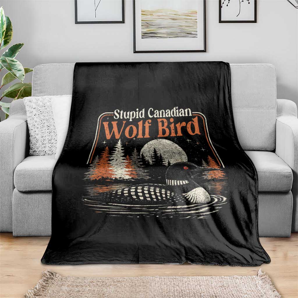 Stupid Canadian Wolf Bird Throw Blanket Retro LGBT Hockey Fan Romance - Wonder Print Shop