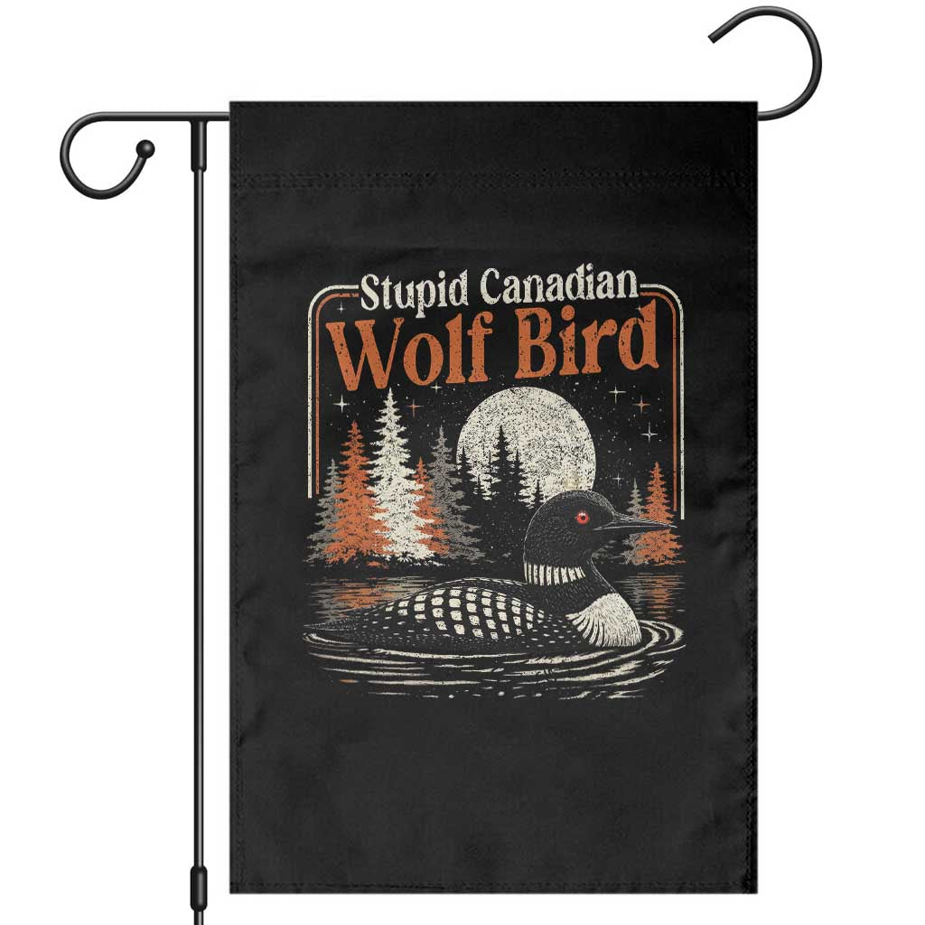 Stupid Canadian Wolf Bird Garden Flag Retro LGBT Hockey Fan Romance - Wonder Print Shop