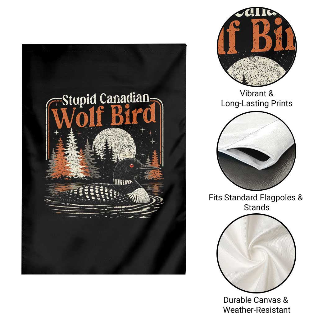 Stupid Canadian Wolf Bird Garden Flag Retro LGBT Hockey Fan Romance - Wonder Print Shop