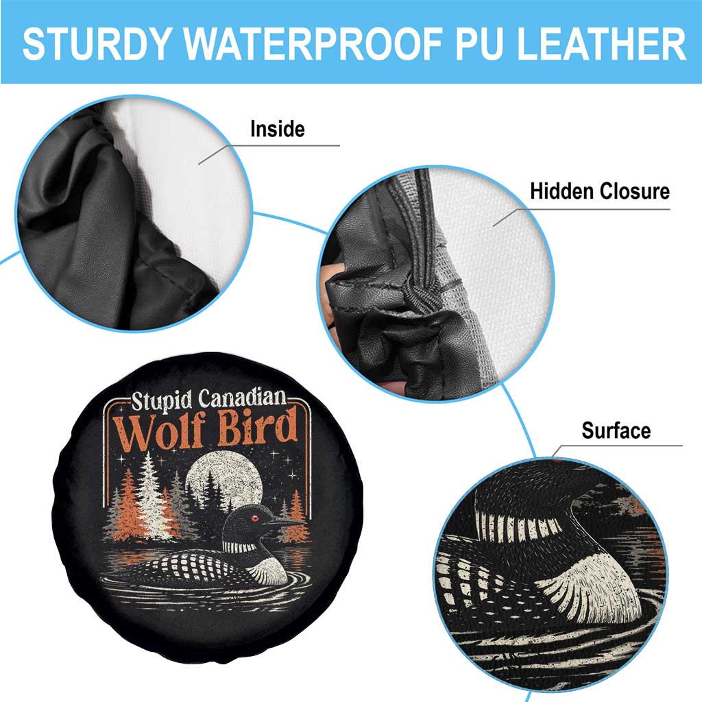 Stupid Canadian Wolf Bird Spare Tire Cover Retro LGBT Hockey Fan Romance - Wonder Print Shop