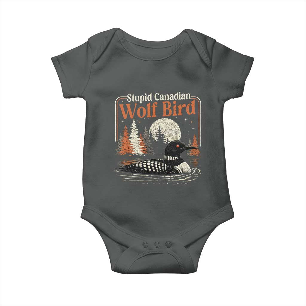 Stupid Canadian Wolf Bird Baby Onesie Retro LGBT Hockey Fan Romance - Wonder Print Shop