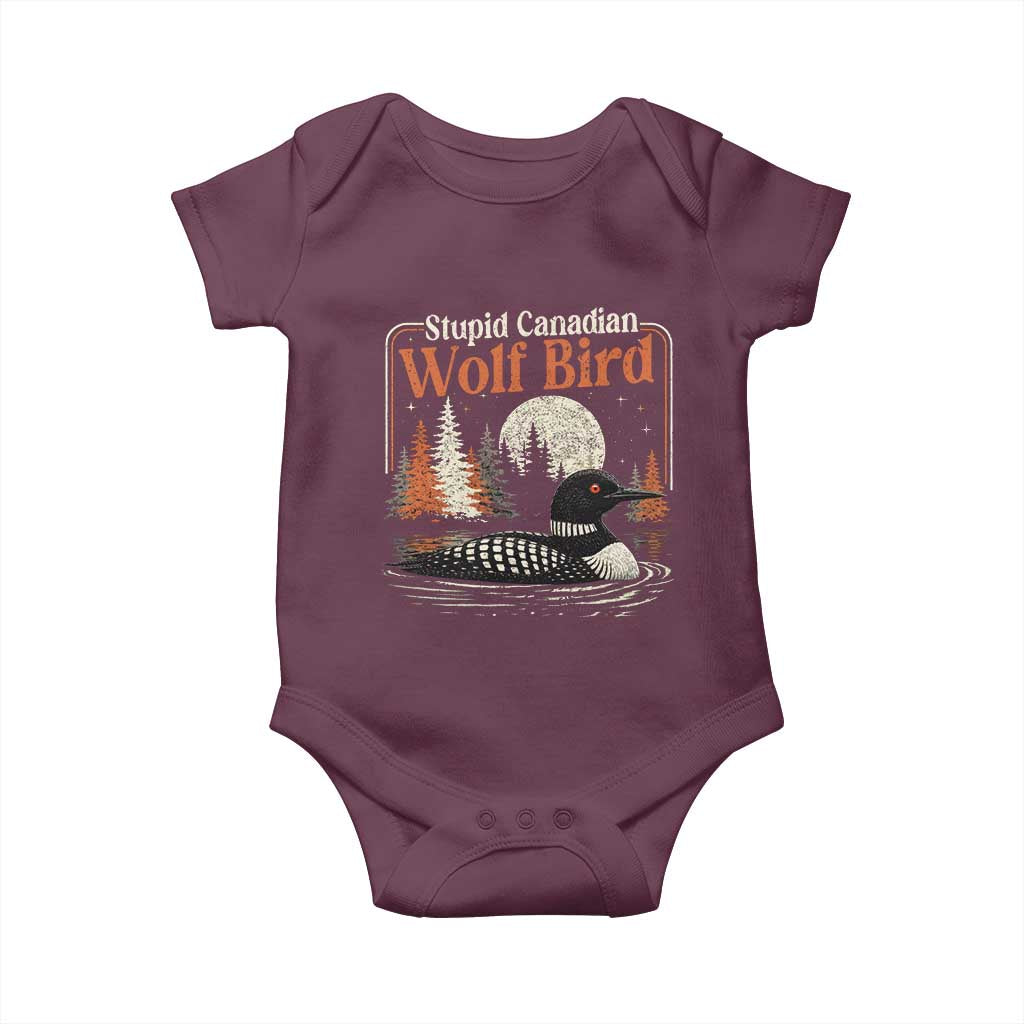 Stupid Canadian Wolf Bird Baby Onesie Retro LGBT Hockey Fan Romance - Wonder Print Shop