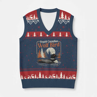 Stupid Canadian Wolf Bird V-Neck Knit Sweater Vest Retro LGBT Hockey Fan Romance - Wonder Print Shop
