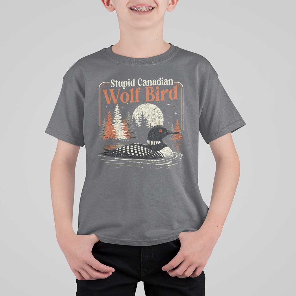 Stupid Canadian Wolf Bird T Shirt For Kid Retro LGBT Hockey Fan Romance - Wonder Print Shop