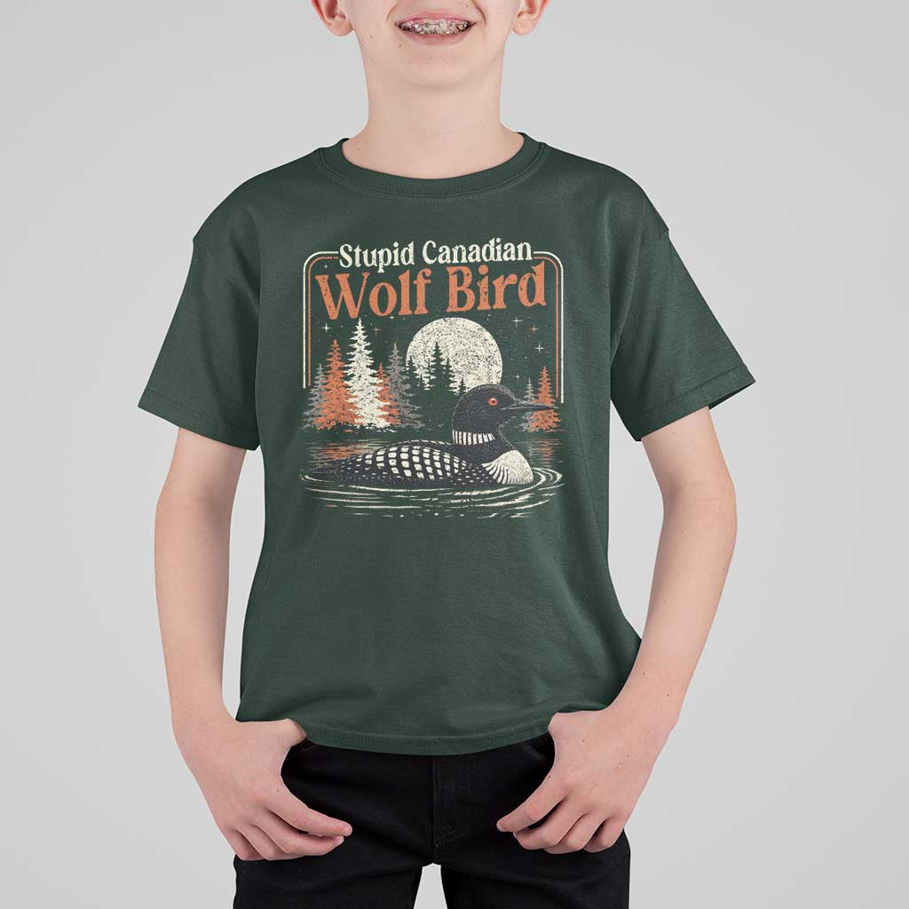 Stupid Canadian Wolf Bird T Shirt For Kid Retro LGBT Hockey Fan Romance - Wonder Print Shop