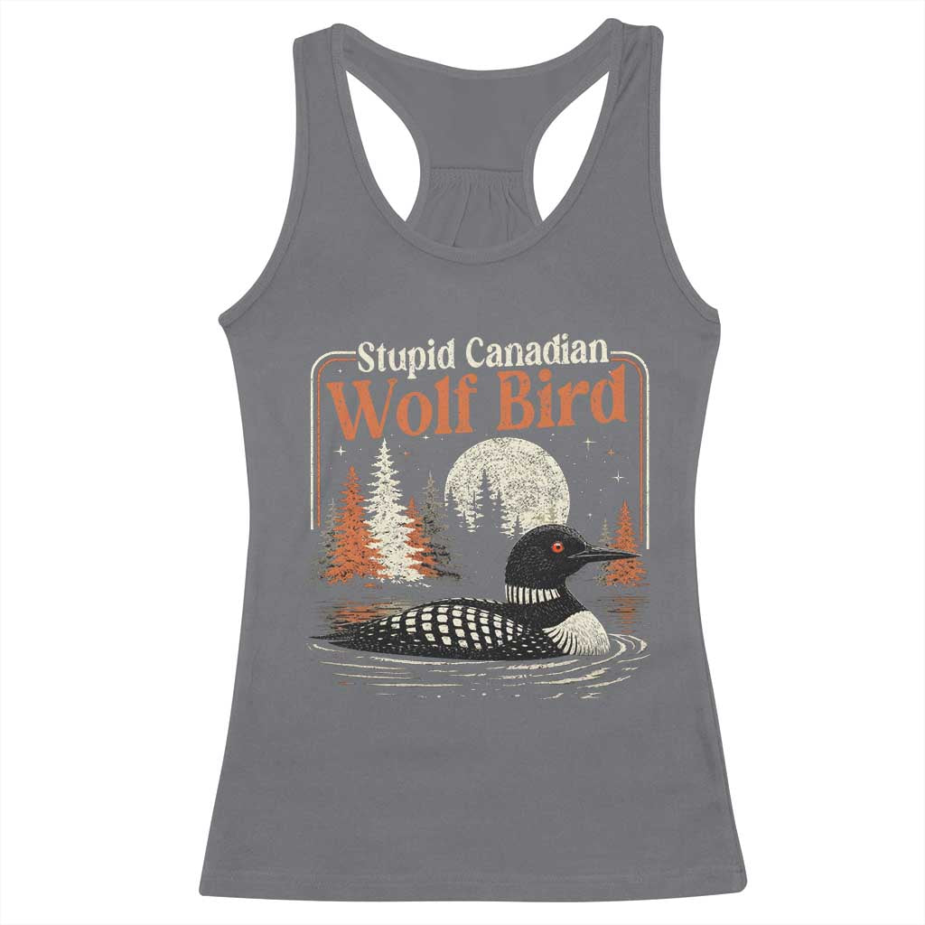 Stupid Canadian Wolf Bird Racerback Tank Top Retro LGBT Hockey Fan Romance - Wonder Print Shop