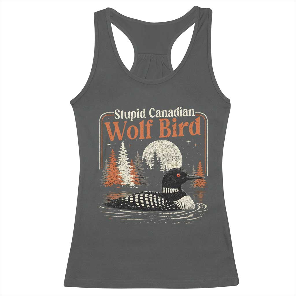 Stupid Canadian Wolf Bird Racerback Tank Top Retro LGBT Hockey Fan Romance - Wonder Print Shop