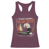 Stupid Canadian Wolf Bird Racerback Tank Top Retro LGBT Hockey Fan Romance - Wonder Print Shop