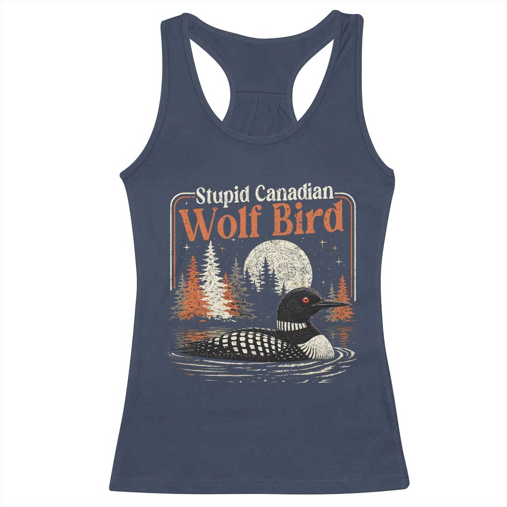 Stupid Canadian Wolf Bird Racerback Tank Top Retro LGBT Hockey Fan Romance - Wonder Print Shop
