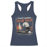 Stupid Canadian Wolf Bird Racerback Tank Top Retro LGBT Hockey Fan Romance - Wonder Print Shop