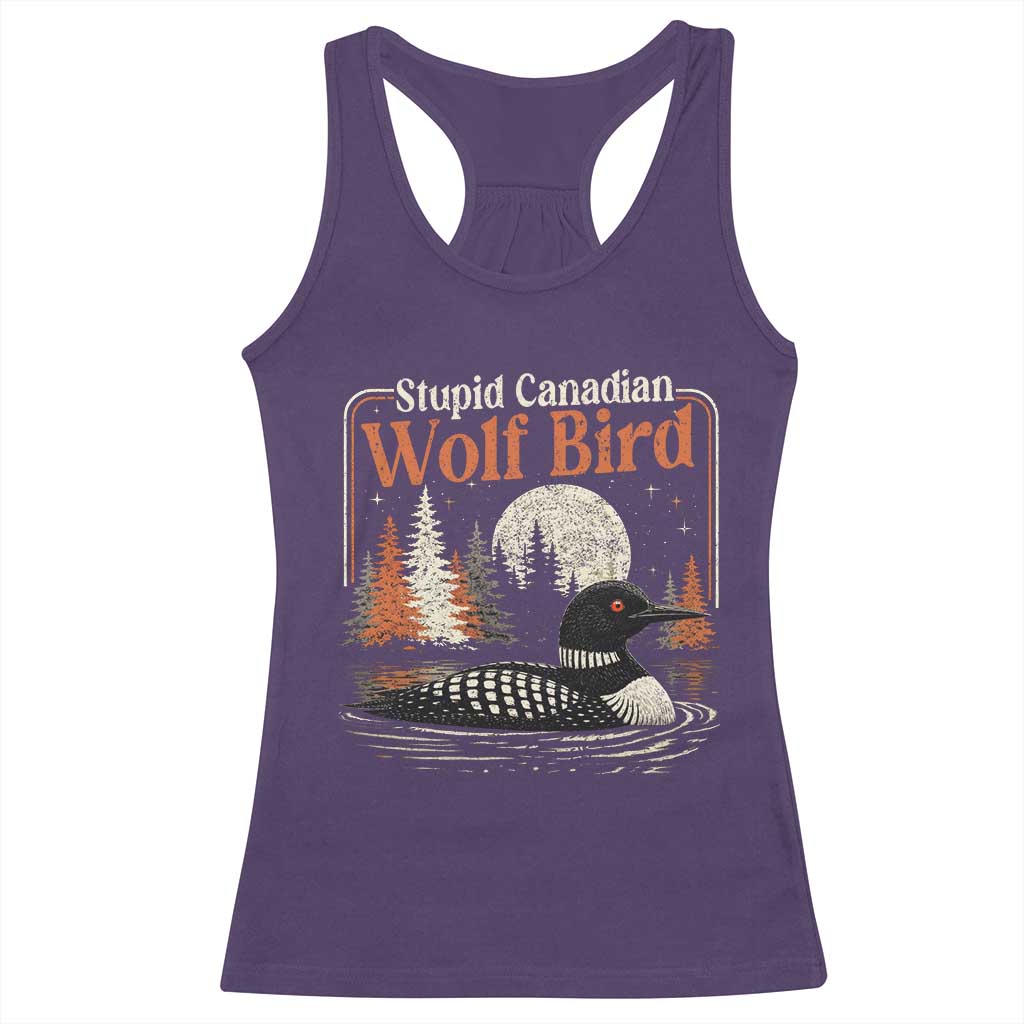 Stupid Canadian Wolf Bird Racerback Tank Top Retro LGBT Hockey Fan Romance - Wonder Print Shop