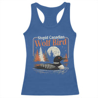Stupid Canadian Wolf Bird Racerback Tank Top Retro LGBT Hockey Fan Romance - Wonder Print Shop