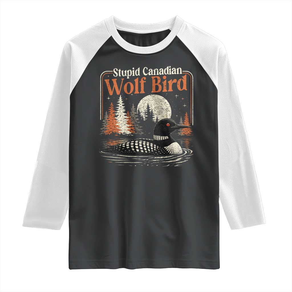 Stupid Canadian Wolf Bird Raglan Shirt Retro LGBT Hockey Fan Romance - Wonder Print Shop