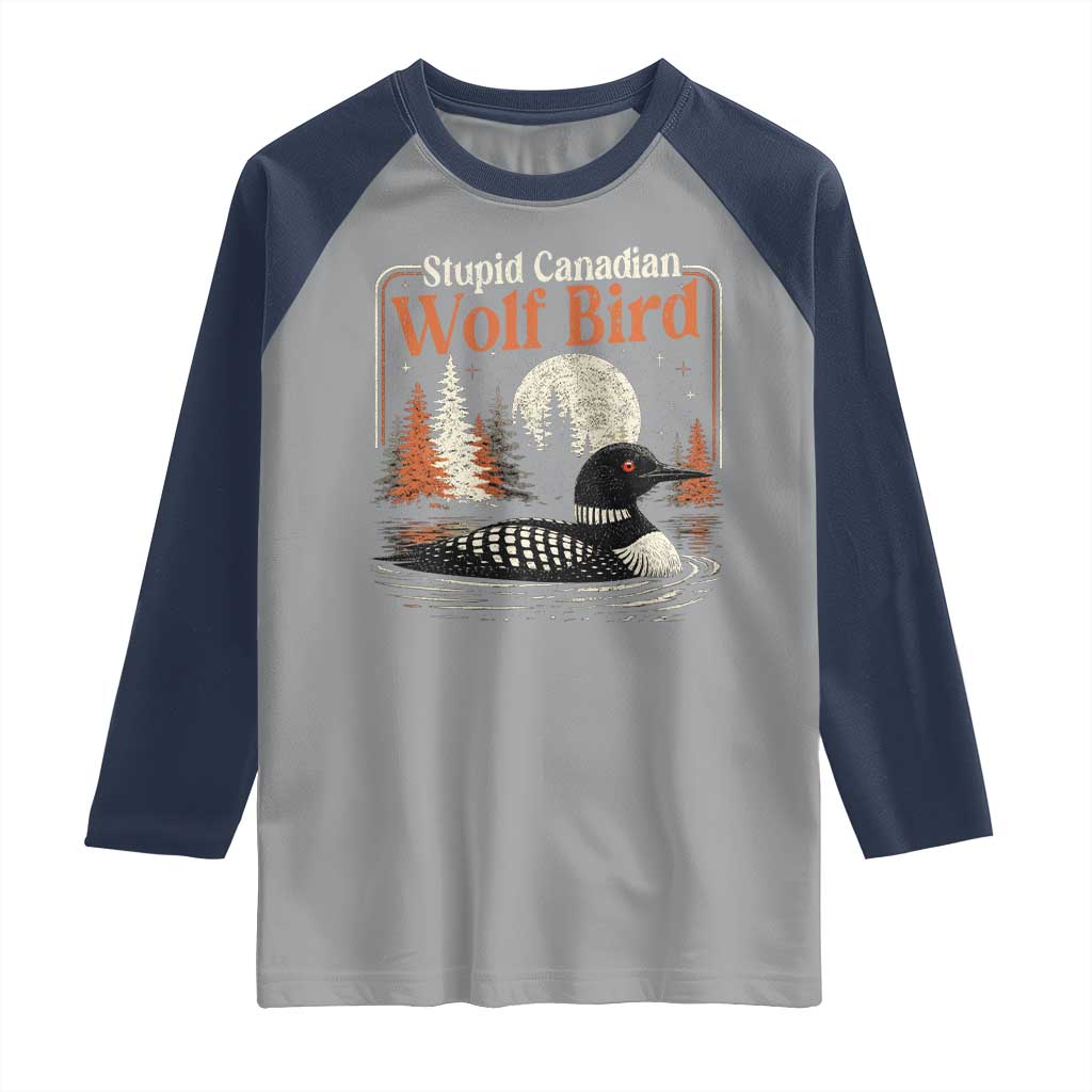 Stupid Canadian Wolf Bird Raglan Shirt Retro LGBT Hockey Fan Romance - Wonder Print Shop