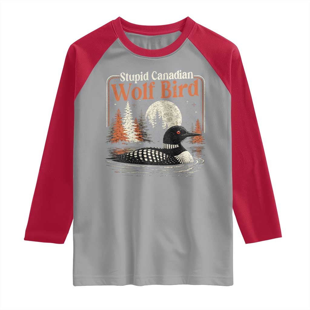 Stupid Canadian Wolf Bird Raglan Shirt Retro LGBT Hockey Fan Romance - Wonder Print Shop