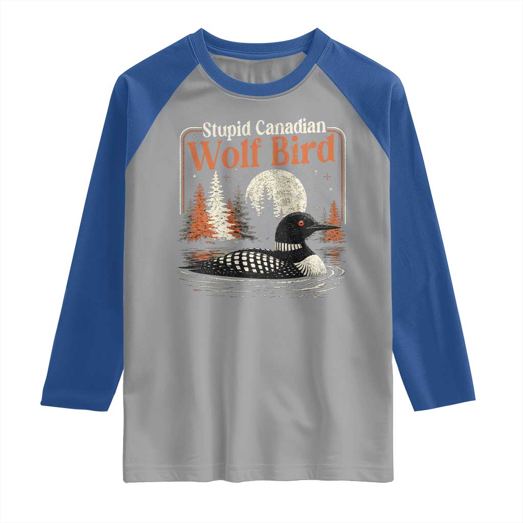 Stupid Canadian Wolf Bird Raglan Shirt Retro LGBT Hockey Fan Romance - Wonder Print Shop