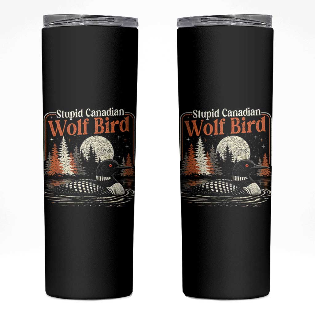 Stupid Canadian Wolf Bird Skinny Tumbler Retro LGBT Hockey Fan Romance - Wonder Print Shop