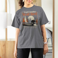 Stupid Canadian Wolf Bird T Shirt For Women Retro LGBT Hockey Fan Romance - Wonder Print Shop