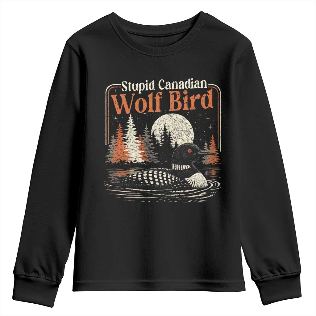 Stupid Canadian Wolf Bird Youth Sweatshirt Retro LGBT Hockey Fan Romance - Wonder Print Shop