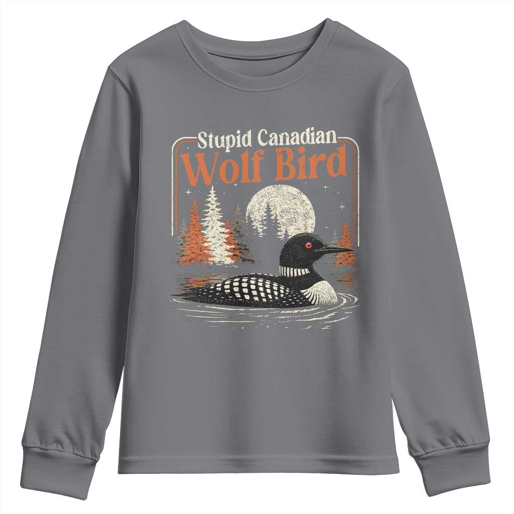 Stupid Canadian Wolf Bird Youth Sweatshirt Retro LGBT Hockey Fan Romance - Wonder Print Shop