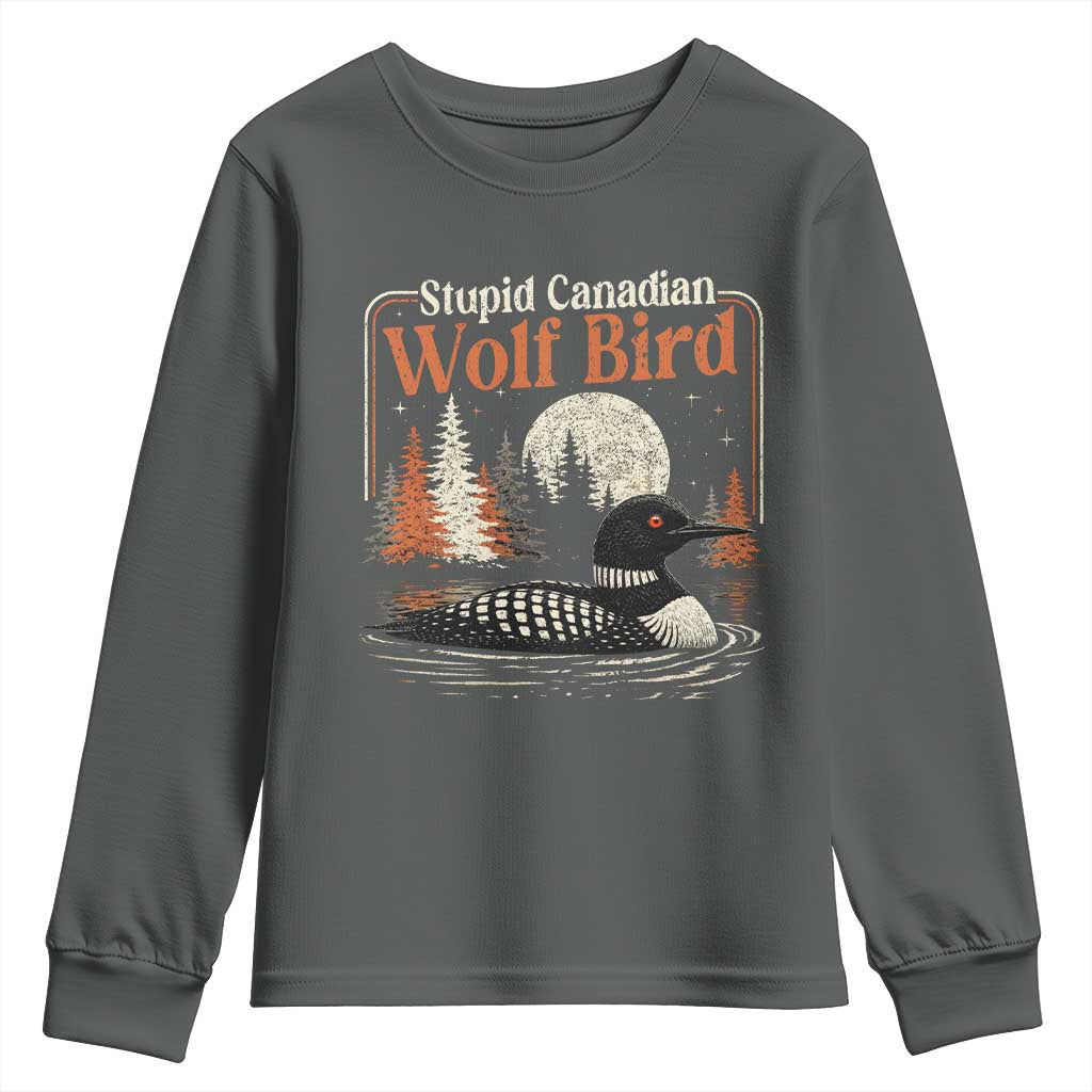 Stupid Canadian Wolf Bird Youth Sweatshirt Retro LGBT Hockey Fan Romance - Wonder Print Shop