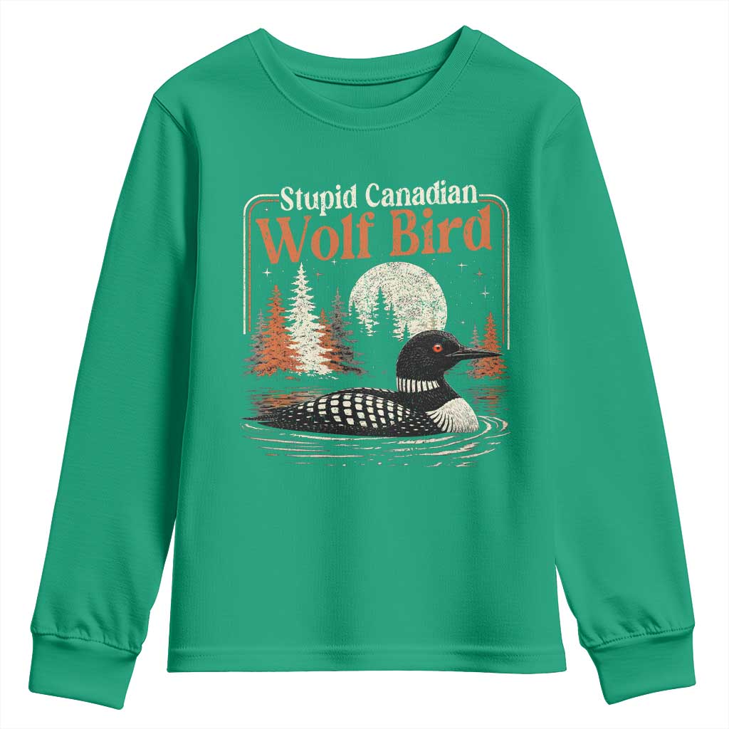 Stupid Canadian Wolf Bird Youth Sweatshirt Retro LGBT Hockey Fan Romance - Wonder Print Shop